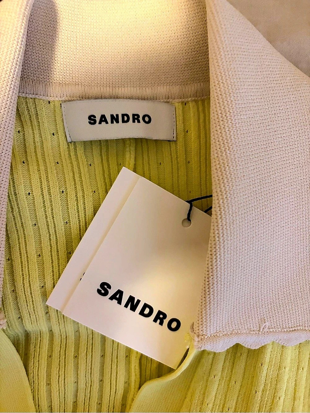 Sandro Ribbed Midi Dress in Yellow Size 3 - Picture 4 of 5